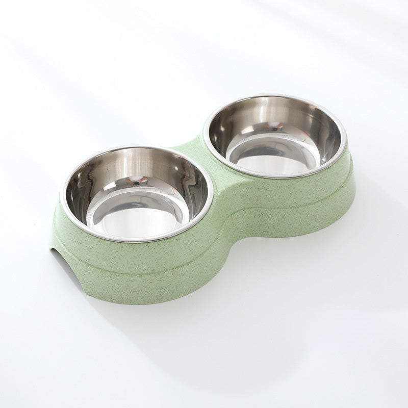 Double Stainless Steel Pet Bowl | Food & Water Feeder for Dogs & Cats