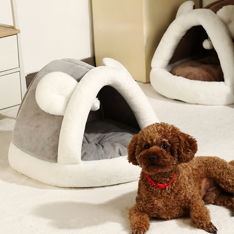 Self-Warming Pet Tent Cave Bed | Cozy Cat Hut & Dog Sleeping Bed | 4 Colors, 2 Sizes
