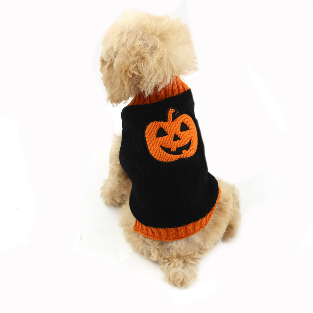 Halloween Pumpkin Knit Sweater for Dogs