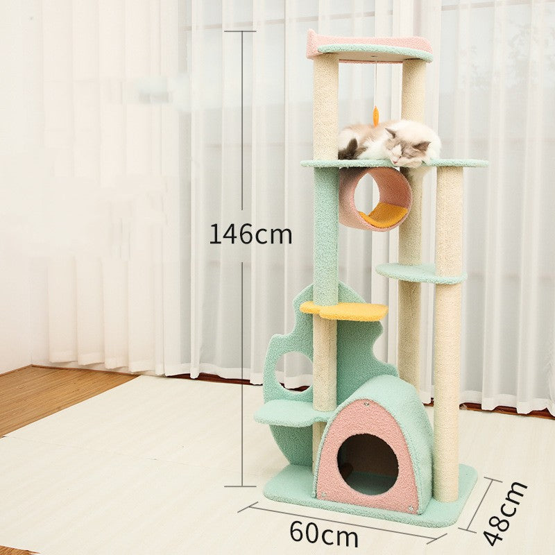 Cat Climbing Frame with Sisal Scratching Posts & Velvet Platforms | Multi-Level Cat Tree in 5 Sizes