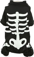 Glow-in-the-Dark Skeleton Dog Jumpsuit | Halloween Costume for Small Dogs