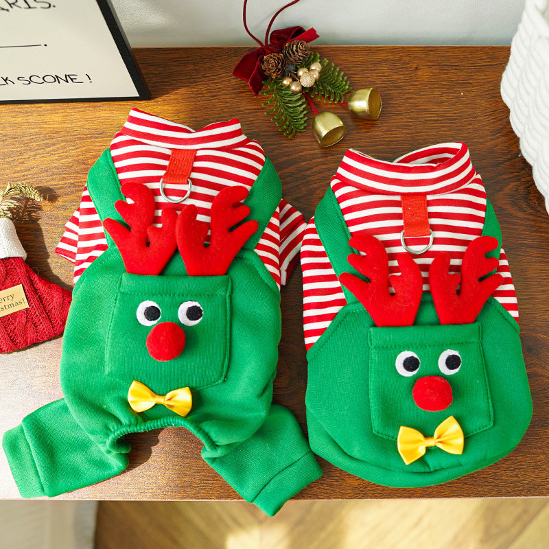 Christmas Elk Pet Costume | Vest & Full-Body Sweatshirt for Dogs & Cats | XS–2XL