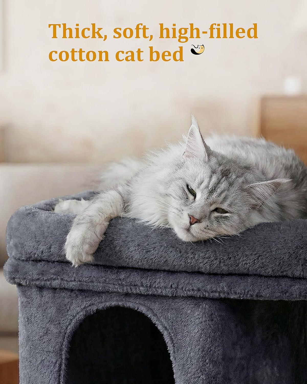 Compact Cat Tree for Large Cats | Indoor Tower with Perch, 2 Condos & Sisal Scratching Post