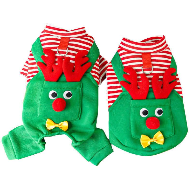 Christmas Elk Pet Costume | Vest & Full-Body Sweatshirt for Dogs & Cats | XS–2XL