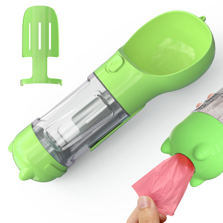 3-in-1 Portable Dog Water Bottle | Leak-Proof Travel Bottle with Poop Bag Dispenser & Treat Holder