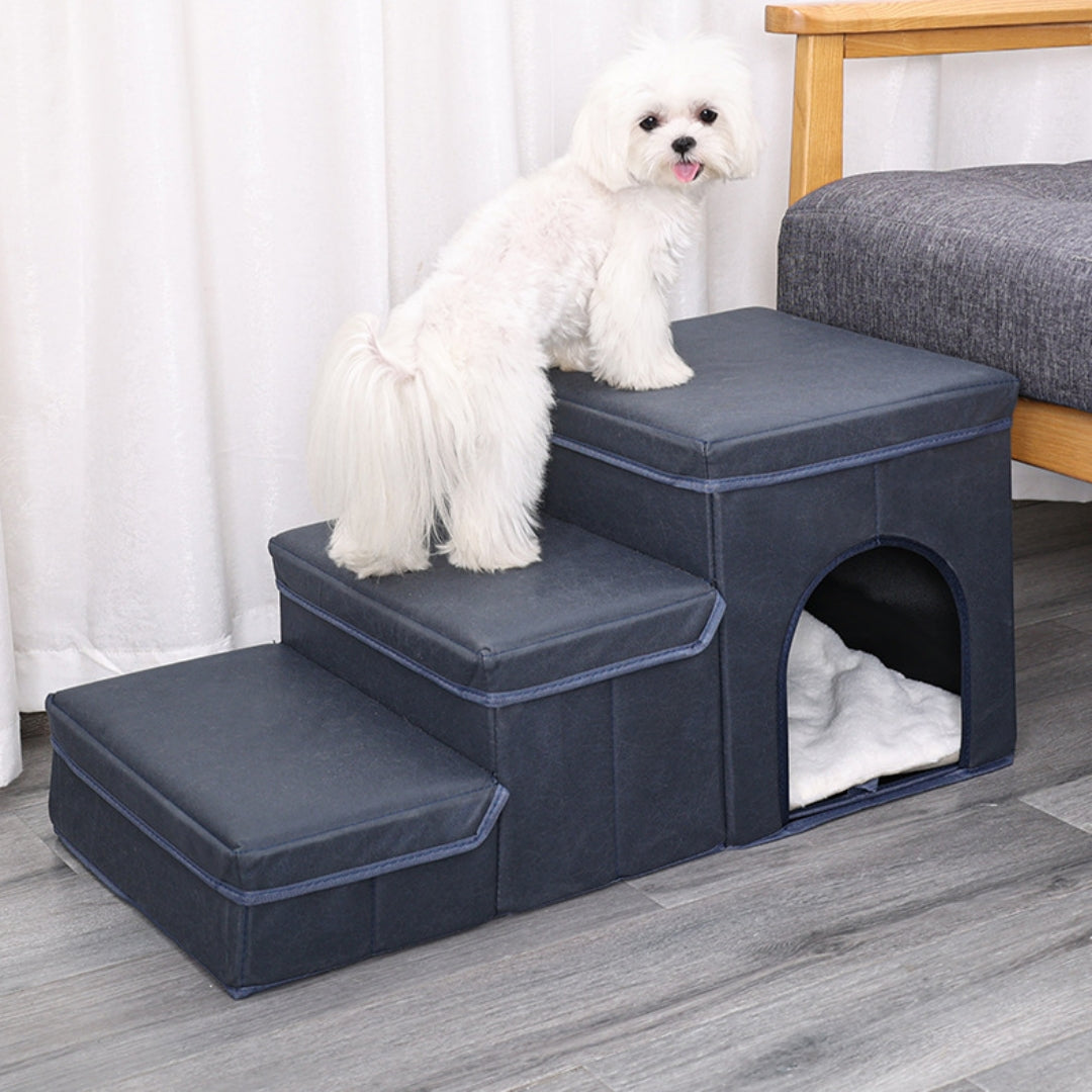 Plush Pet Stairs | Multifunctional Dog & Cat Steps for Bed, Sofa & Furniture