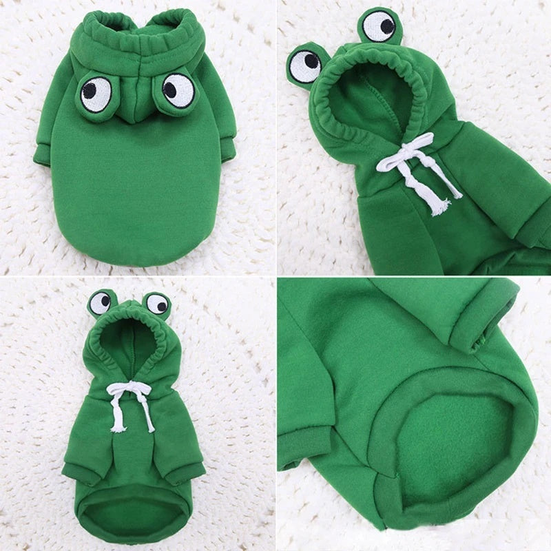 Frog Hoodie Costume for Cats & Small Dogs | Cozy Halloween Pet Sweatshirt