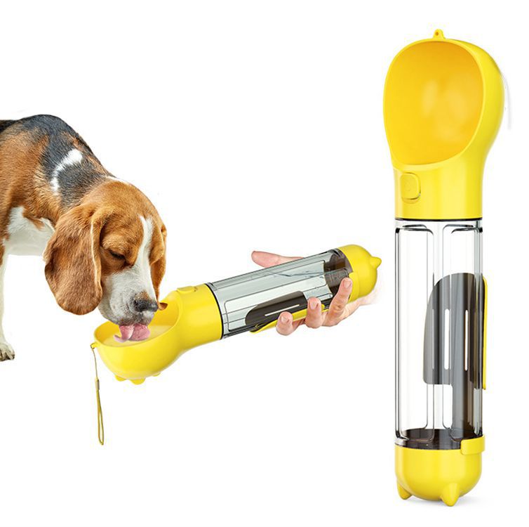 3-in-1 Portable Dog Water Bottle | Leak-Proof Travel Bottle with Poop Bag Dispenser & Treat Holder