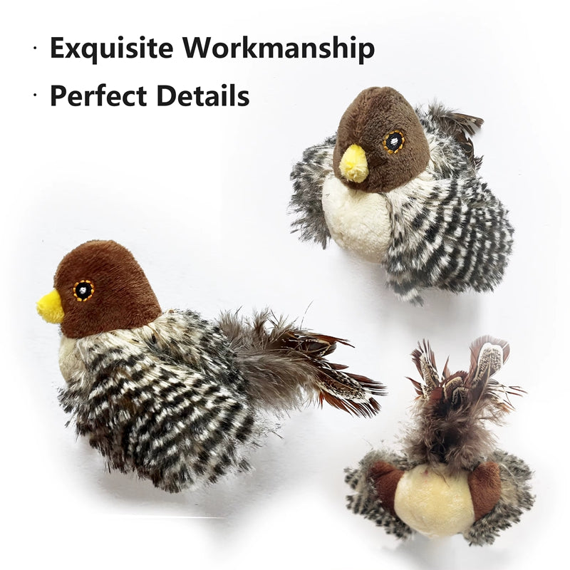 Electric Chirping Bird Cat Toy | Realistic Feather & Catnip Plush Toy for Cats & Kittens