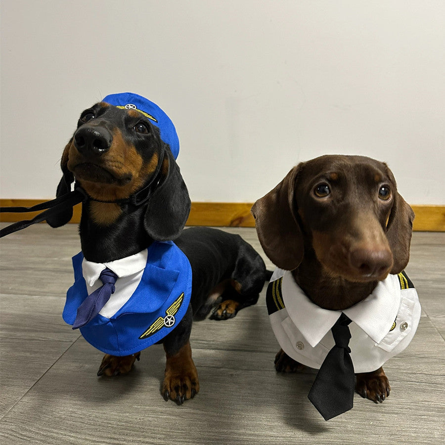 Dachshund Costume Suit | Captain & Pilot Uniform Set for Dogs