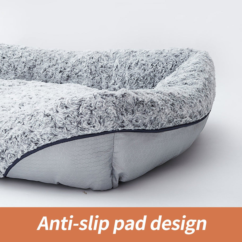Swirl Rose Velvet Calming Dog Bed | Anti-Anxiety Sofa Bed for Dogs & Cats, Machine Washable