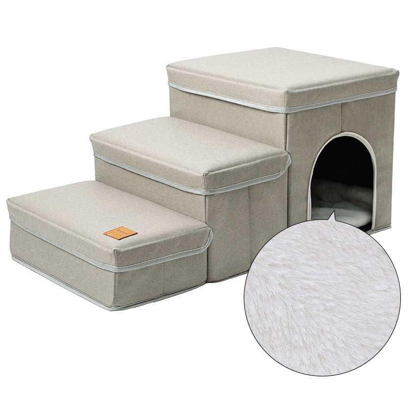 Plush Pet Stairs | Multifunctional Dog & Cat Steps for Bed, Sofa & Furniture