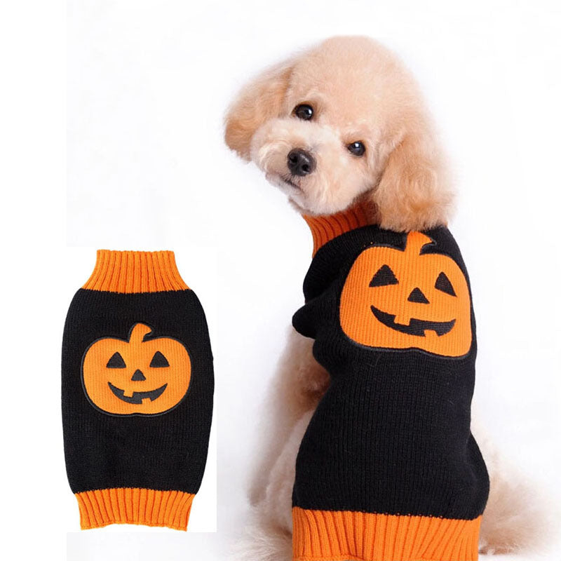 Halloween Pumpkin Knit Sweater for Dogs