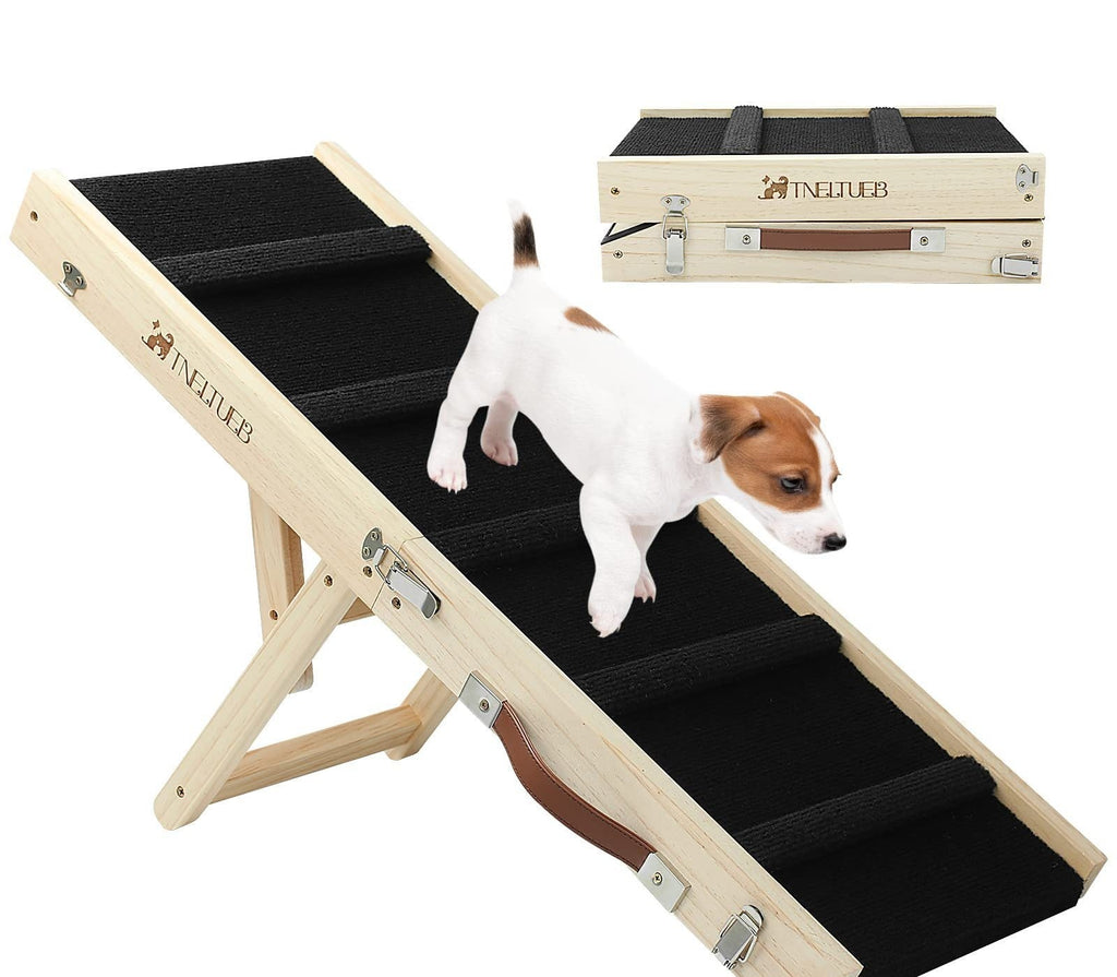 Wooden Foldable Dog Ramp | Adjustable Non-Slip Pet Ladder for Bed, Sofa & Car