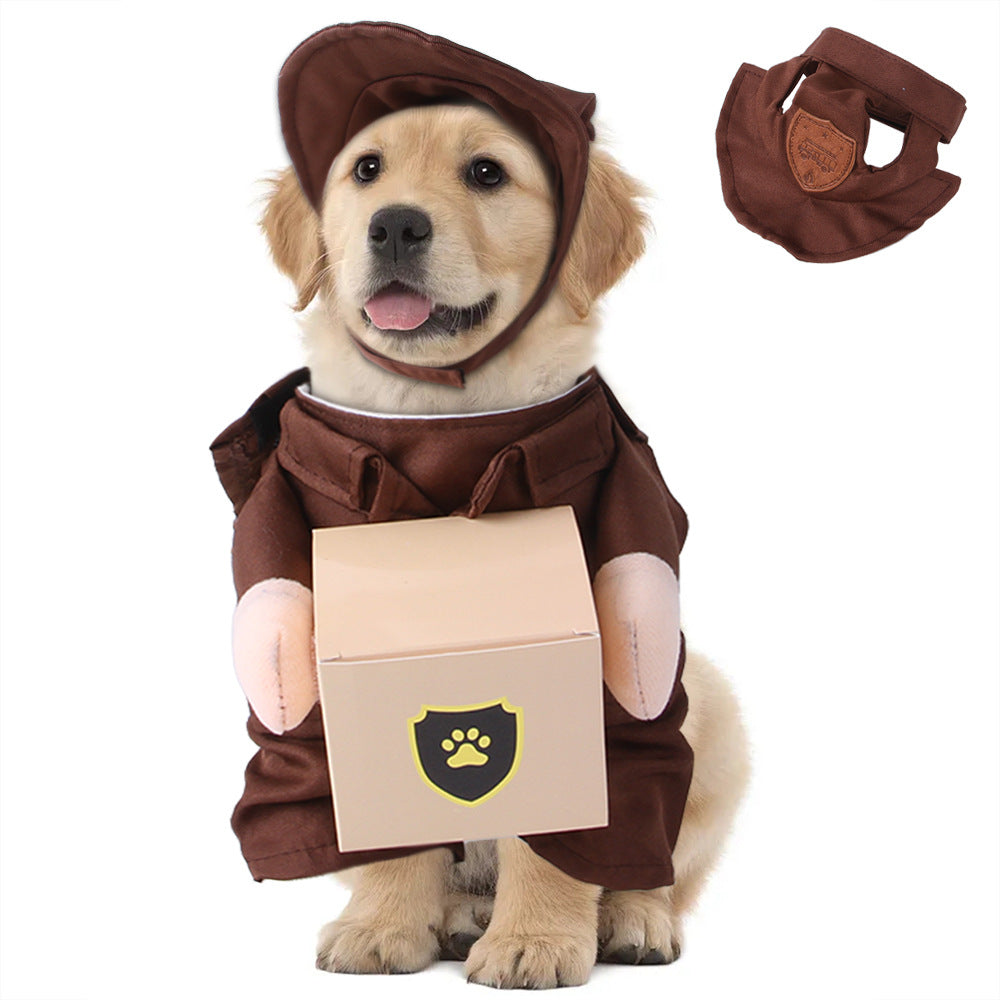 Dog Courier Costume | Funny Delivery Uniform Outfit for Pets