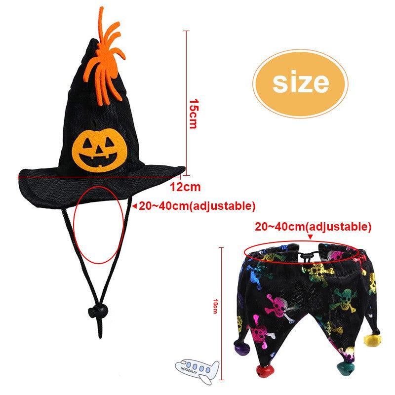 Halloween Witch Hat & Pumpkin Collar Set for Cats & Dogs