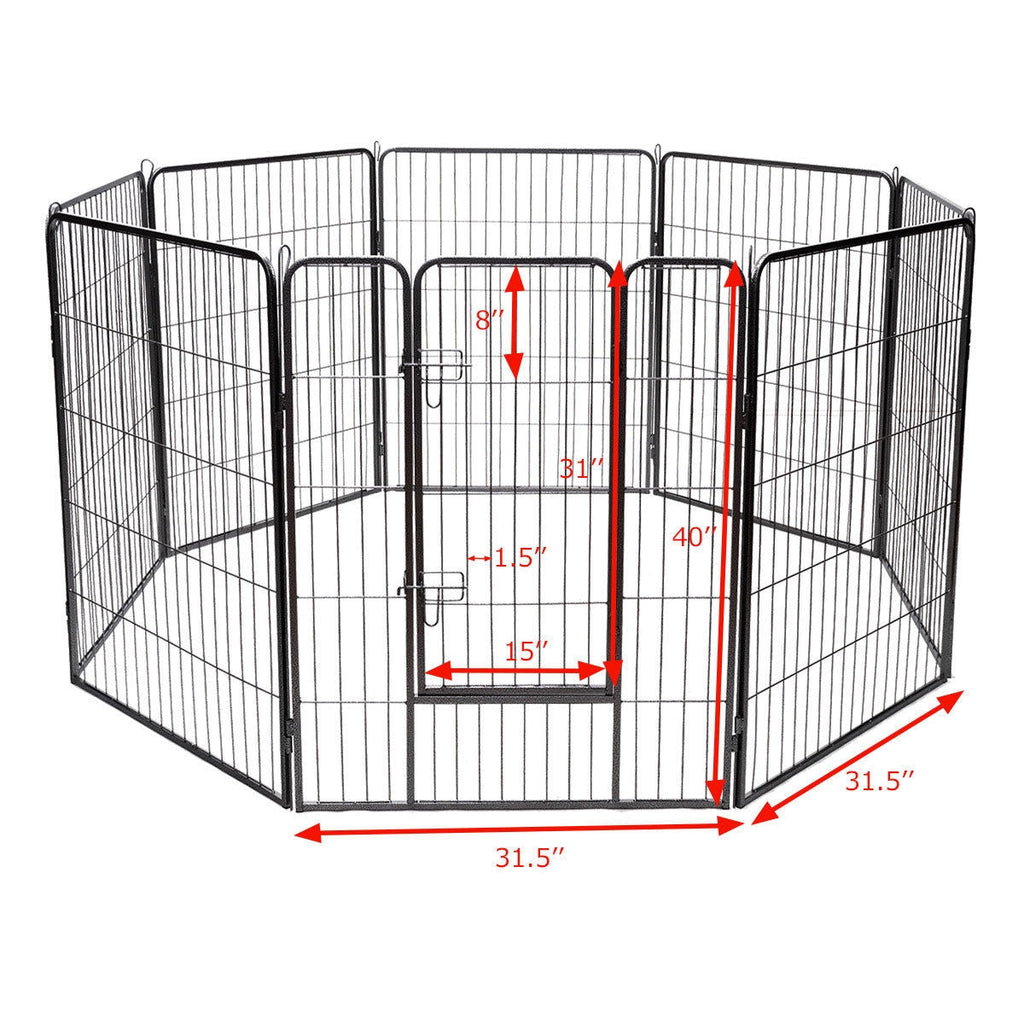 8-Panel Heavy-Duty Metal Dog Playpen | Indoor & Outdoor Pet Fence with Door — 40" & 48"