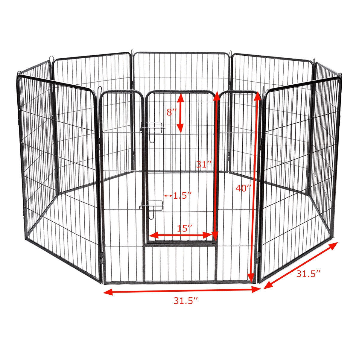 8-Panel Heavy-Duty Metal Dog Playpen | Indoor & Outdoor Pet Fence with Door — 40" & 48"