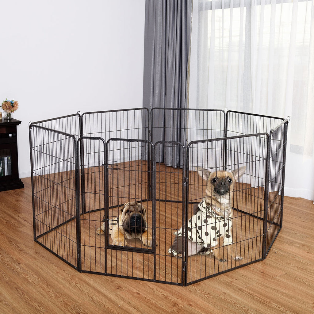 8-Panel Heavy-Duty Metal Dog Playpen | Indoor & Outdoor Pet Fence with Door — 40" & 48"