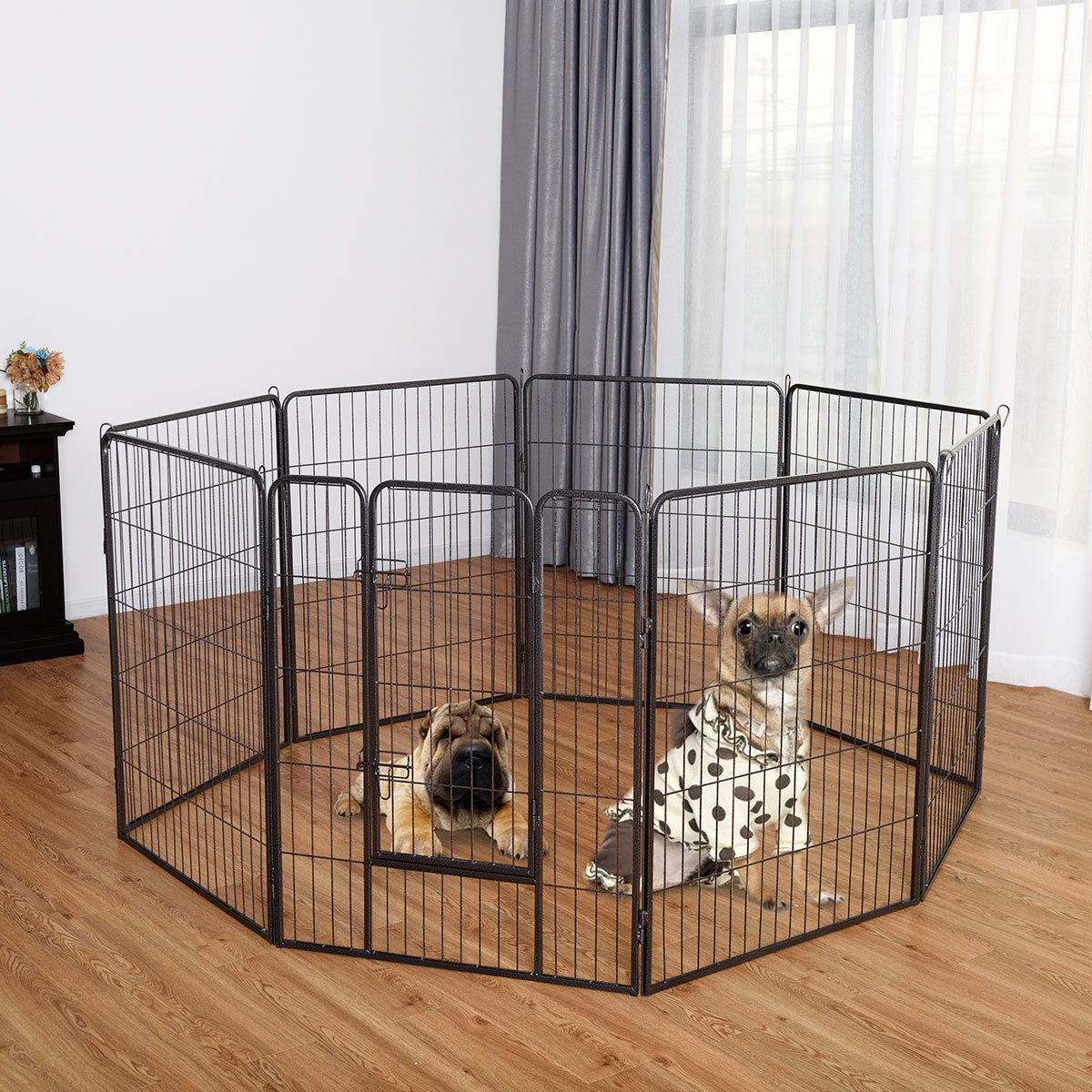 8-Panel Heavy-Duty Metal Dog Playpen | Indoor & Outdoor Pet Fence with Door — 40" & 48"