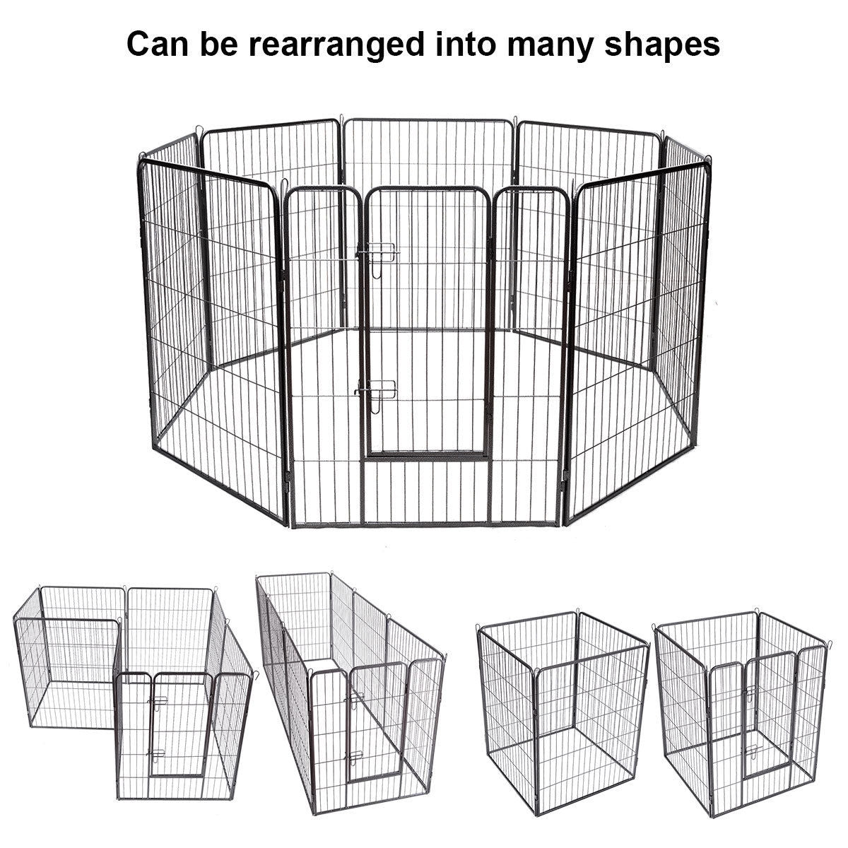8-Panel Heavy-Duty Metal Dog Playpen | Indoor & Outdoor Pet Fence with Door — 40" & 48"