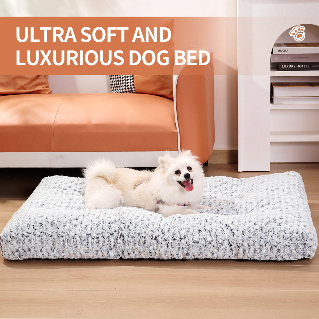 Thickened Rose Velvet Dog Bed | Soft Fluffy Washable Pet Kennel Mat | S–XL