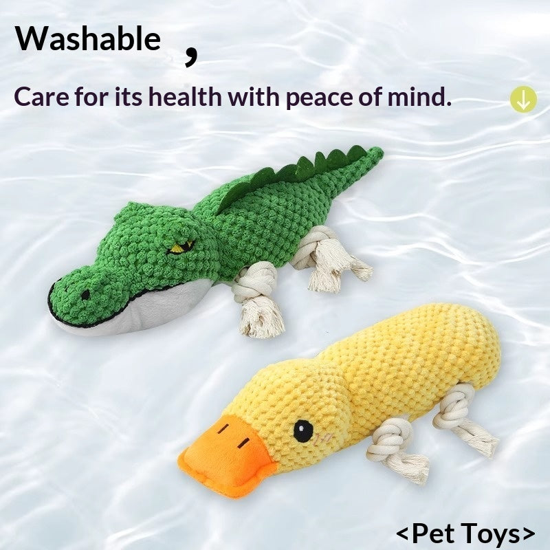 Squeaky Plush Pet Chew Toy | Teeth-Cleaning Sound Toy for Dogs | Singles & Sets