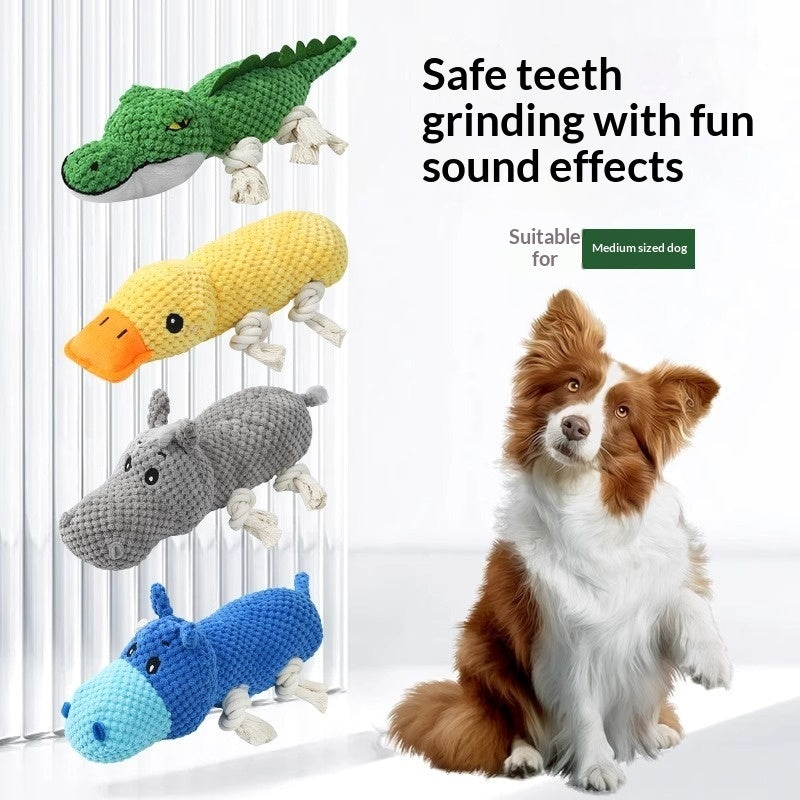 Squeaky Plush Pet Chew Toy | Teeth-Cleaning Sound Toy for Dogs | Singles & Sets