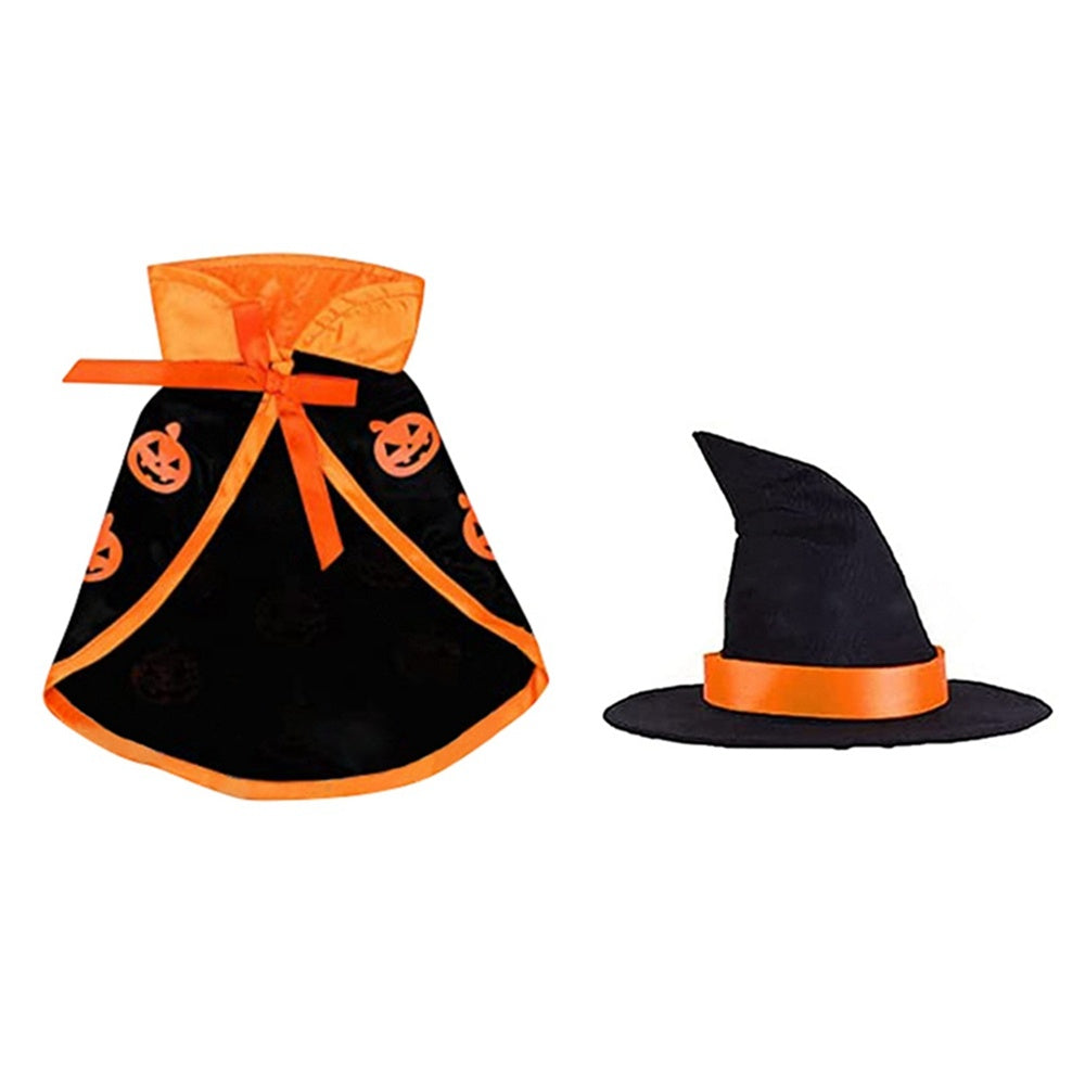 Halloween Pet Cape & Hat Set | Spooky Cosplay Costume for Cats & Dogs | One Size