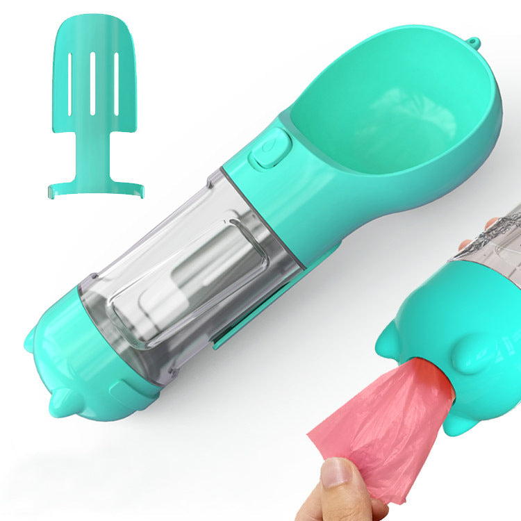 3-in-1 Portable Dog Water Bottle | Leak-Proof Travel Bottle with Poop Bag Dispenser & Treat Holder