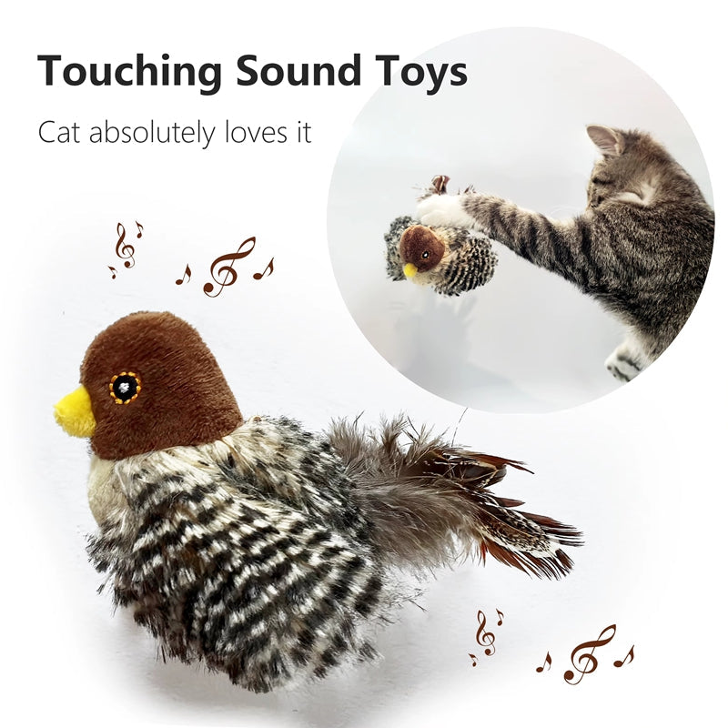 Electric Chirping Bird Cat Toy | Realistic Feather & Catnip Plush Toy for Cats & Kittens