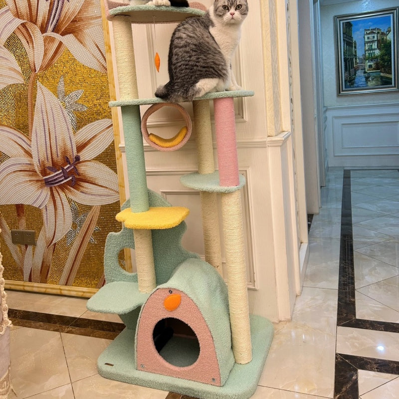 Cat Climbing Frame with Sisal Scratching Posts & Velvet Platforms | Multi-Level Cat Tree in 5 Sizes