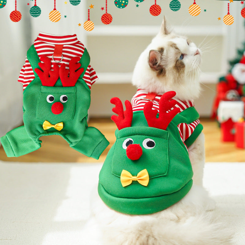 Christmas Elk Pet Costume | Vest & Full-Body Sweatshirt for Dogs & Cats | XS–2XL