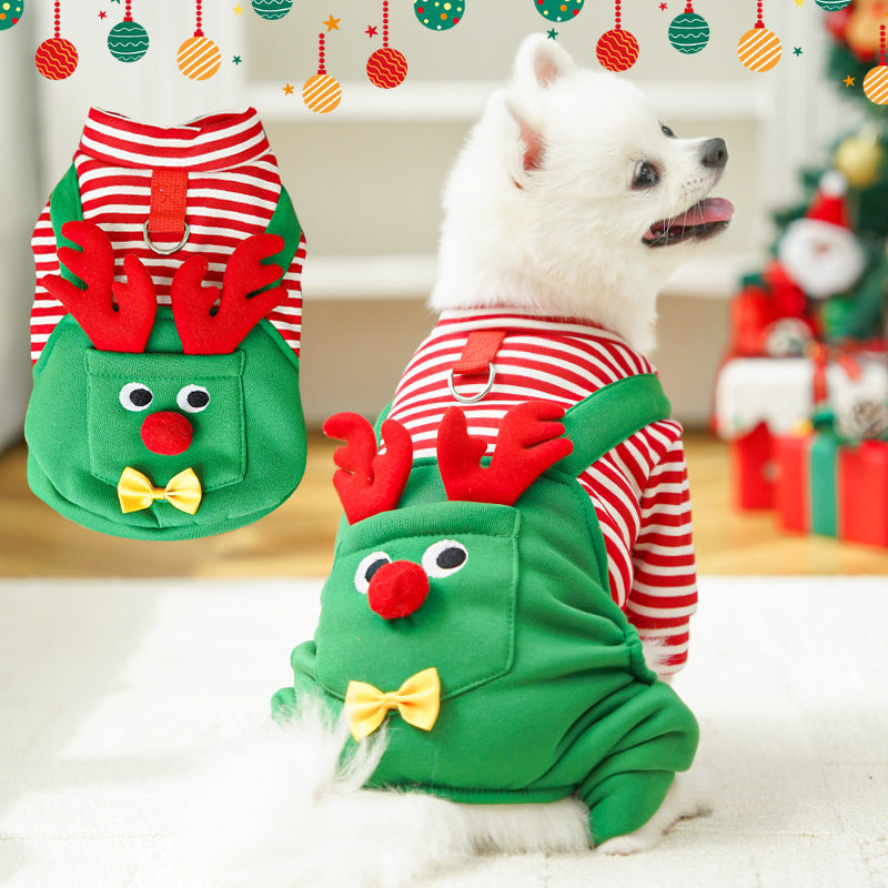 Christmas Elk Pet Costume | Vest & Full-Body Sweatshirt for Dogs & Cats | XS–2XL
