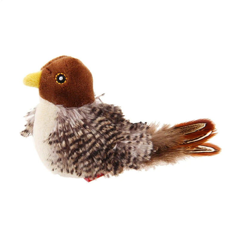 Electric Chirping Bird Cat Toy | Realistic Feather & Catnip Plush Toy for Cats & Kittens