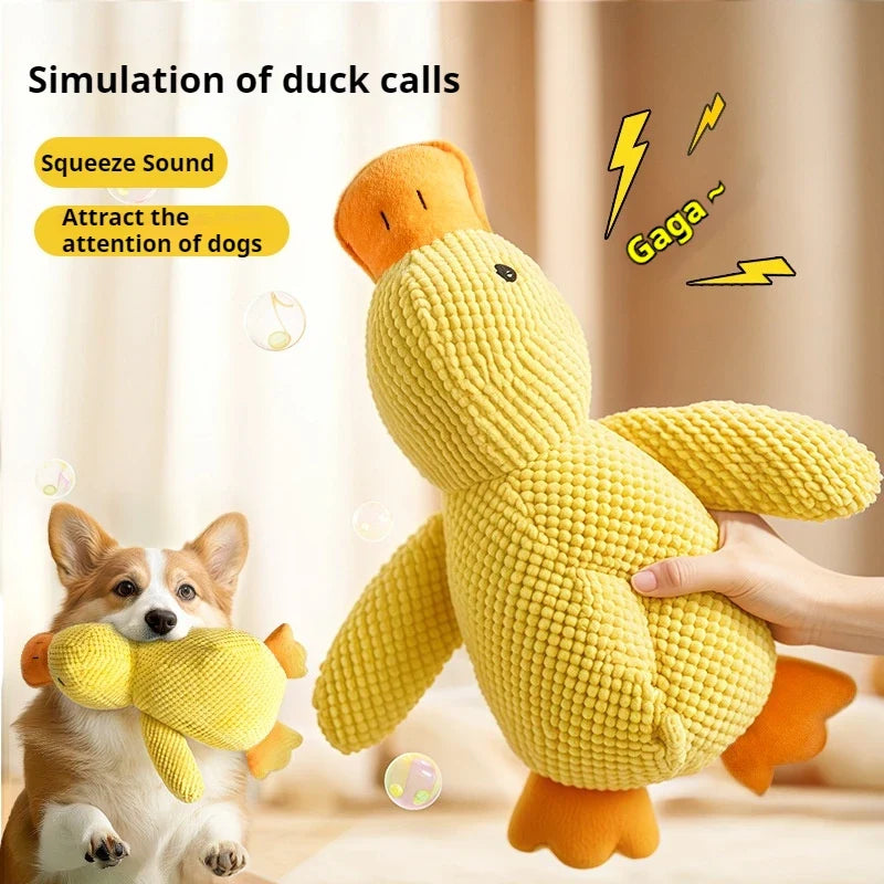 Plush Squeaky Duck Dog Toy | Calming Chew Toy & Teeth Cleaner for Puppies & Dogs