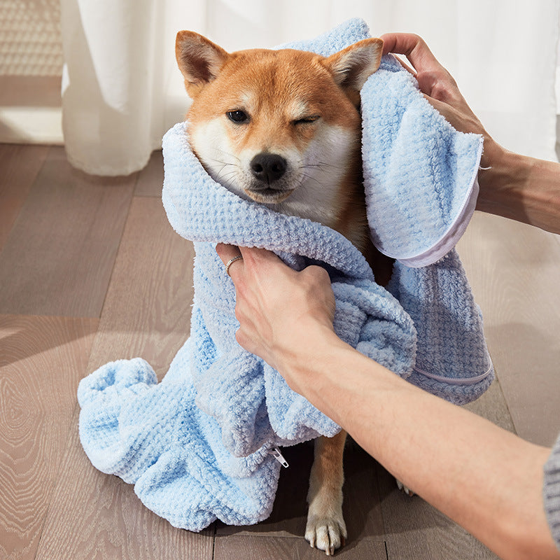 Wearable Pet Drying Towel | Thickened Quick-Dry Cotton Bath Robe for Dogs & Cats | S–XXXL