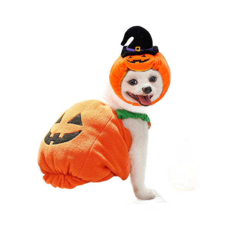 Halloween Pet Costume | Pumpkin Vest & Hat for Dogs & Cats | XS–L