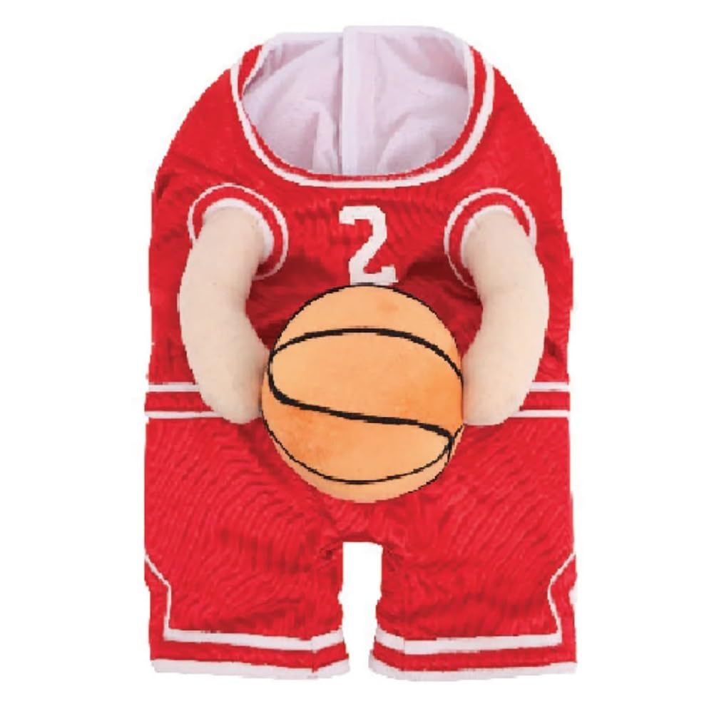 Dog Basketball Costume with Ball | Funny Sports Outfit for Dogs | Red & Yellow | S–L