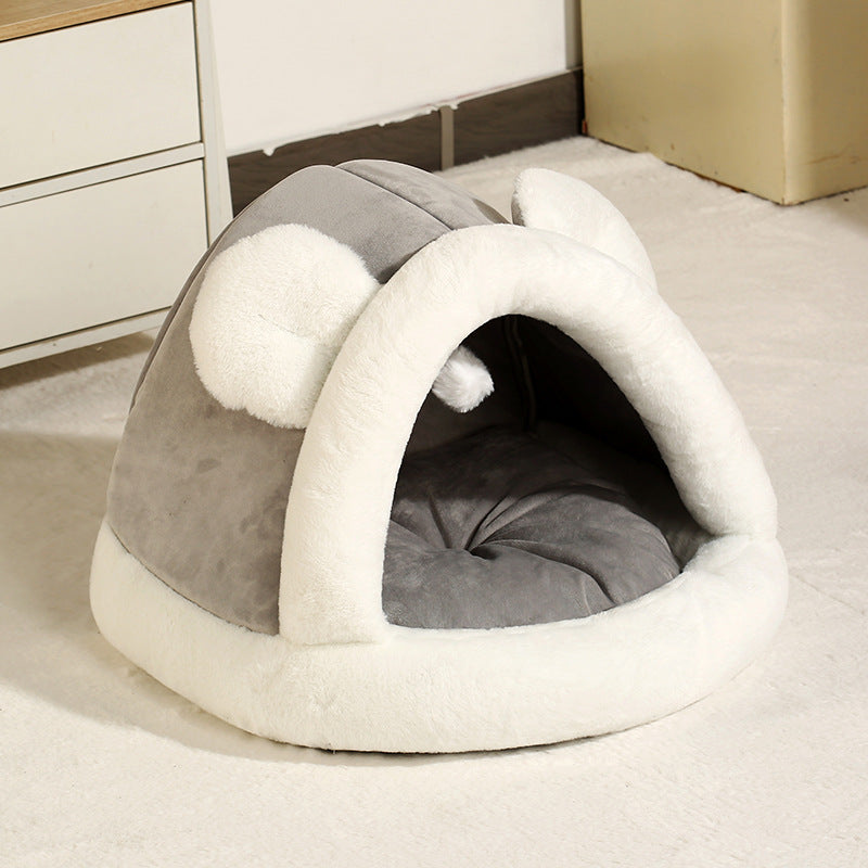 Self-Warming Pet Tent Cave Bed | Cozy Cat Hut & Dog Sleeping Bed | 4 Colors, 2 Sizes